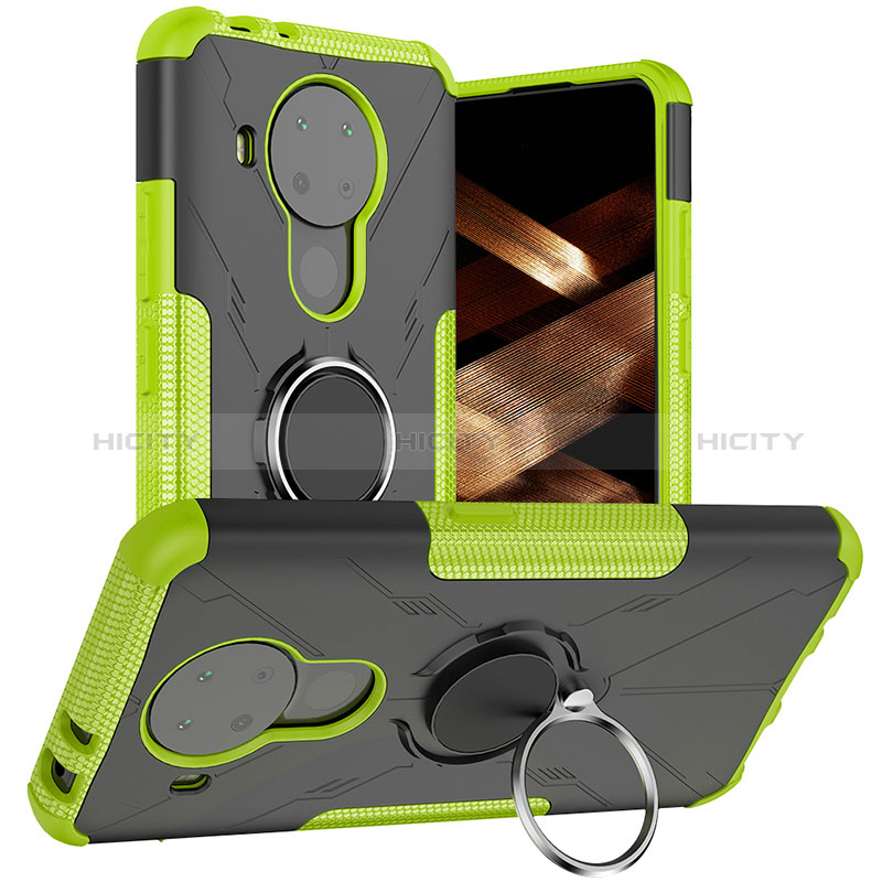 Coque Contour Silicone et Plastique Housse Etui Mat avec Magnetique Support Bague Anneau JX1 pour Nokia 5.4 Vert Plus