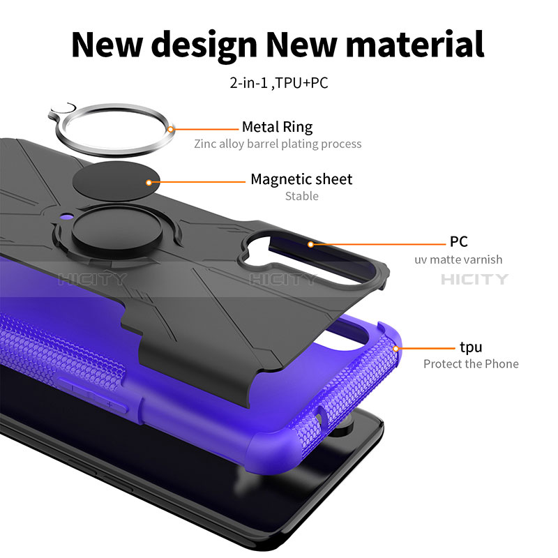 Coque Contour Silicone et Plastique Housse Etui Mat avec Magnetique Support Bague Anneau JX1 pour OnePlus Nord CE 5G Plus