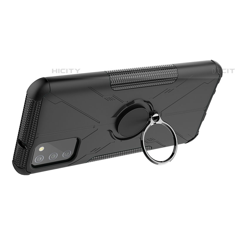 Coque Contour Silicone et Plastique Housse Etui Mat avec Magnetique Support Bague Anneau JX1 pour Samsung Galaxy A03s Plus