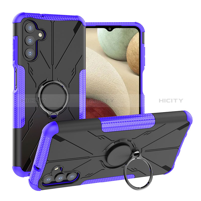 Coque Contour Silicone et Plastique Housse Etui Mat avec Magnetique Support Bague Anneau JX1 pour Samsung Galaxy A04s Violet Plus