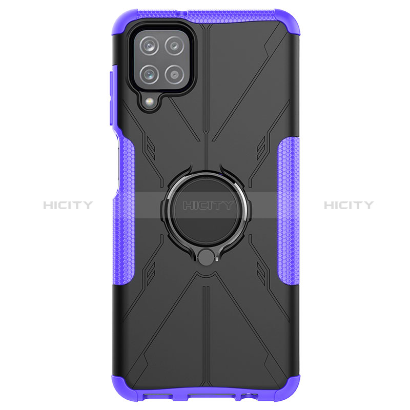 Coque Contour Silicone et Plastique Housse Etui Mat avec Magnetique Support Bague Anneau JX1 pour Samsung Galaxy A12 5G Violet Plus