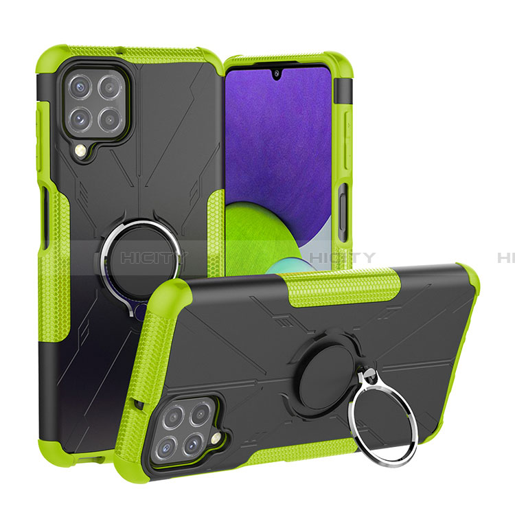 Coque Contour Silicone et Plastique Housse Etui Mat avec Magnetique Support Bague Anneau JX1 pour Samsung Galaxy A22 4G Vert Plus