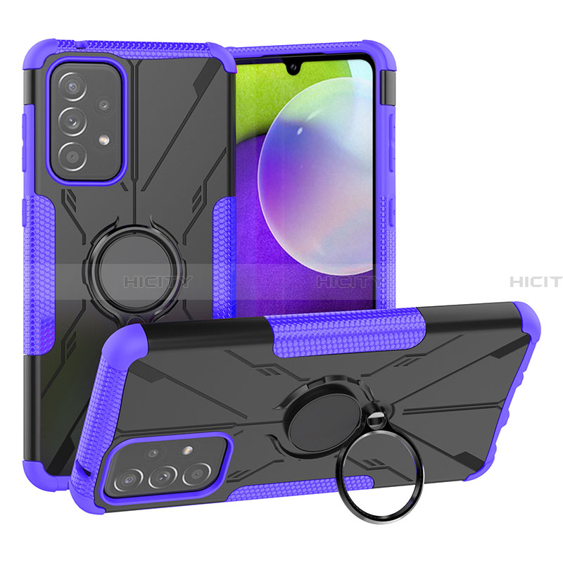 Coque Contour Silicone et Plastique Housse Etui Mat avec Magnetique Support Bague Anneau JX1 pour Samsung Galaxy A33 5G Violet Plus