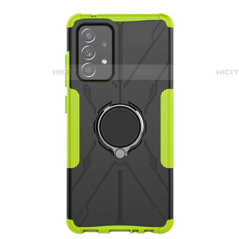 Coque Contour Silicone et Plastique Housse Etui Mat avec Magnetique Support Bague Anneau JX1 pour Samsung Galaxy A52 4G Vert Plus