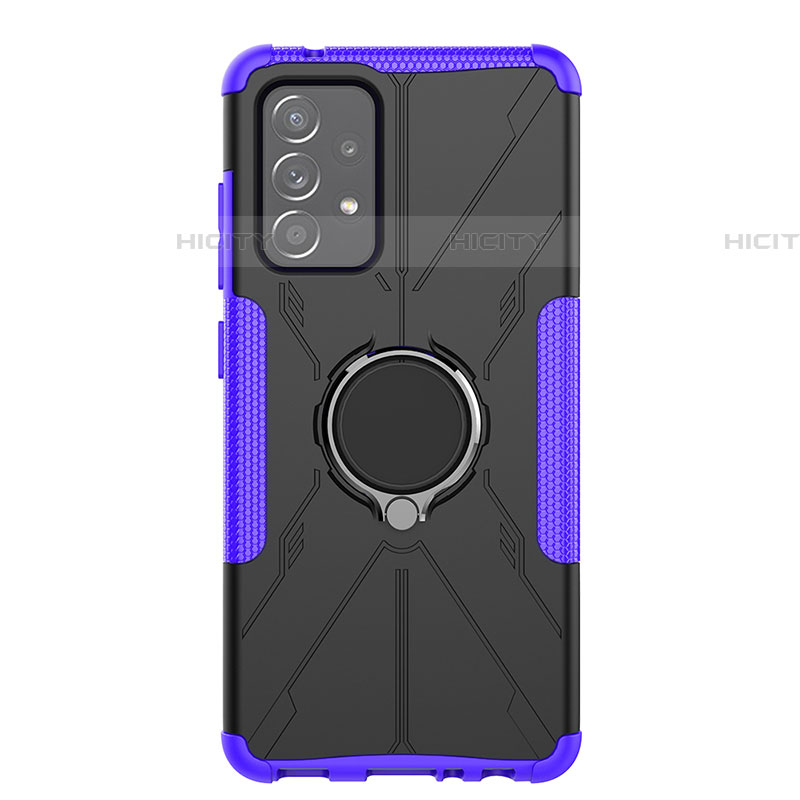 Coque Contour Silicone et Plastique Housse Etui Mat avec Magnetique Support Bague Anneau JX1 pour Samsung Galaxy A52 4G Violet Plus