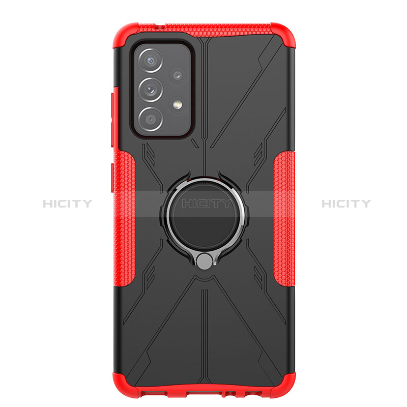 Coque Contour Silicone et Plastique Housse Etui Mat avec Magnetique Support Bague Anneau JX1 pour Samsung Galaxy A52s 5G Rouge Plus