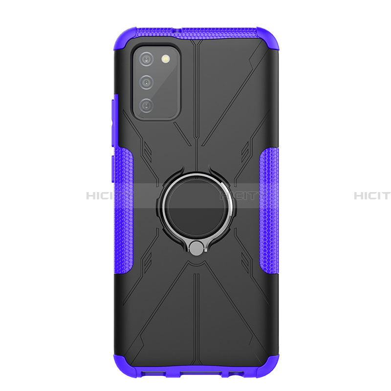 Coque Contour Silicone et Plastique Housse Etui Mat avec Magnetique Support Bague Anneau JX1 pour Samsung Galaxy F02S SM-E025F Violet Plus