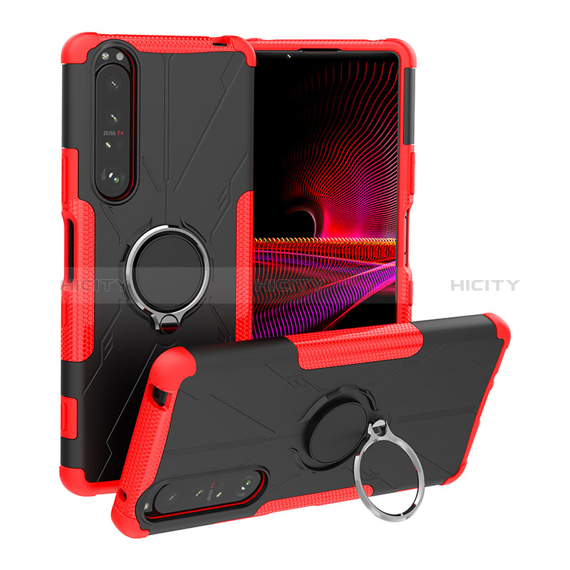 Coque Contour Silicone et Plastique Housse Etui Mat avec Magnetique Support Bague Anneau JX1 pour Sony Xperia 1 III Plus