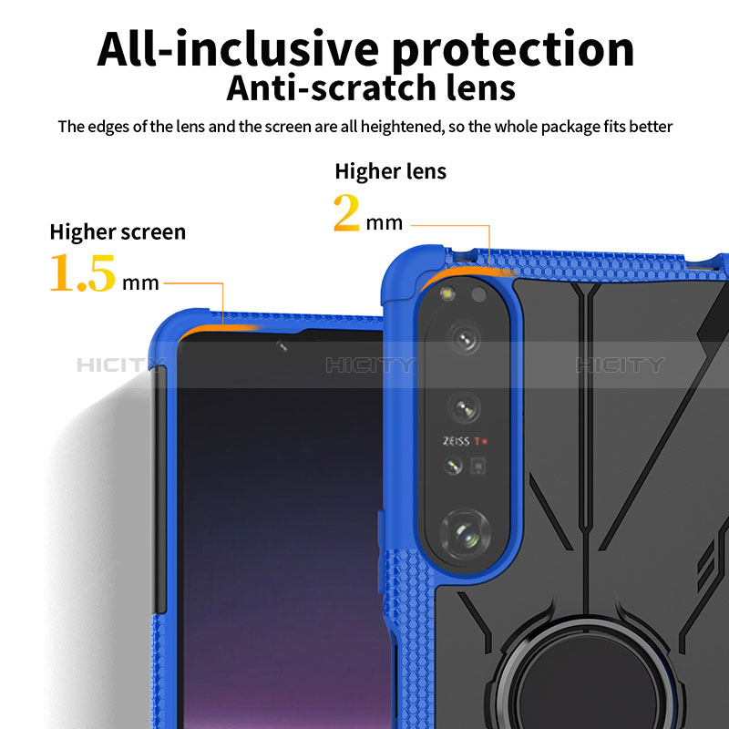 Coque Contour Silicone et Plastique Housse Etui Mat avec Magnetique Support Bague Anneau JX1 pour Sony Xperia 1 IV Plus