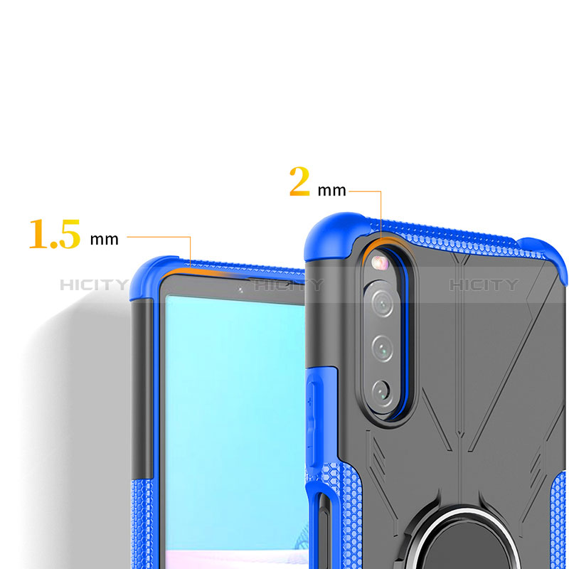 Coque Contour Silicone et Plastique Housse Etui Mat avec Magnetique Support Bague Anneau JX1 pour Sony Xperia 10 III Plus