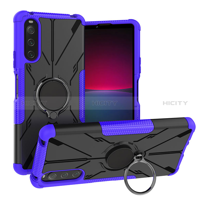 Coque Contour Silicone et Plastique Housse Etui Mat avec Magnetique Support Bague Anneau JX1 pour Sony Xperia 10 IV Plus