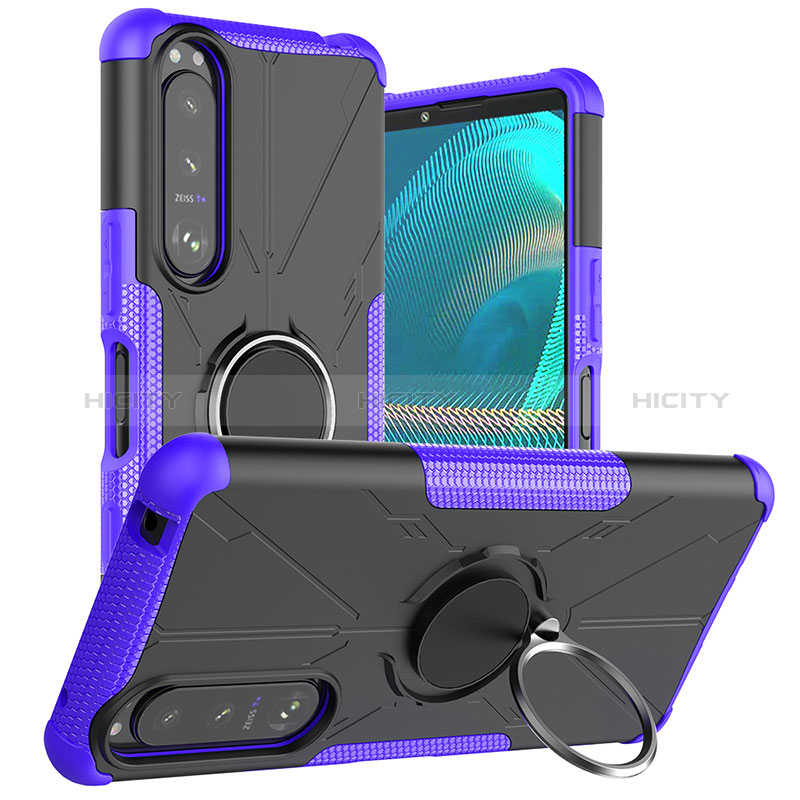 Coque Contour Silicone et Plastique Housse Etui Mat avec Magnetique Support Bague Anneau JX1 pour Sony Xperia 5 III Plus