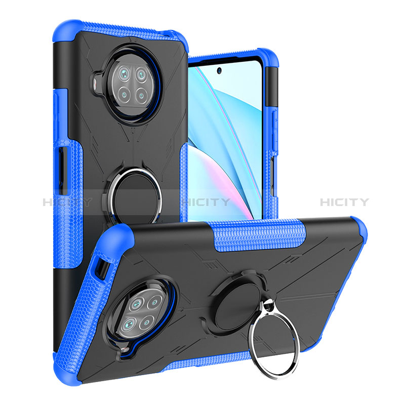 Coque Contour Silicone et Plastique Housse Etui Mat avec Magnetique Support Bague Anneau JX1 pour Xiaomi Mi 10i 5G Bleu Plus