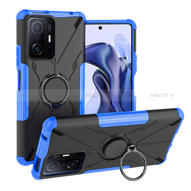 Coque Contour Silicone et Plastique Housse Etui Mat avec Magnetique Support Bague Anneau JX1 pour Xiaomi Mi 11T 5G Plus