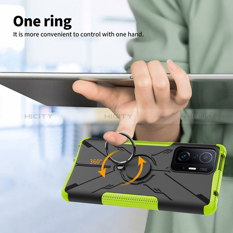 Coque Contour Silicone et Plastique Housse Etui Mat avec Magnetique Support Bague Anneau JX1 pour Xiaomi Mi 11T Pro 5G Plus