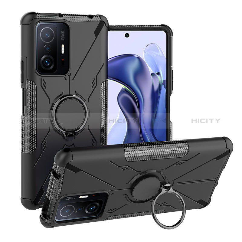 Coque Contour Silicone et Plastique Housse Etui Mat avec Magnetique Support Bague Anneau JX1 pour Xiaomi Mi 11T Pro 5G Plus