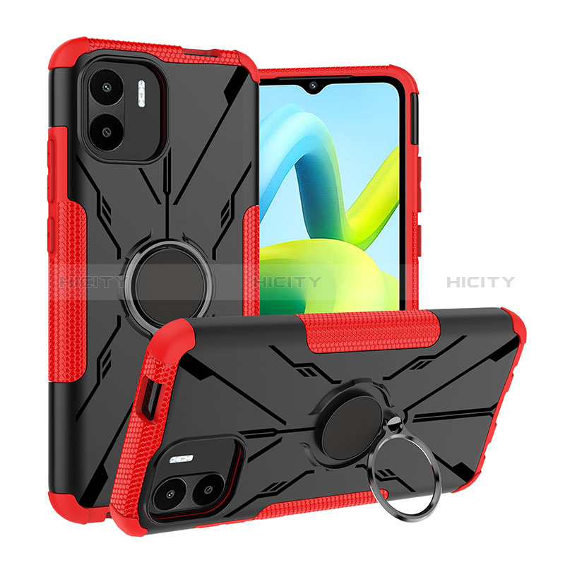 Coque Contour Silicone et Plastique Housse Etui Mat avec Magnetique Support Bague Anneau JX1 pour Xiaomi Poco C50 Rouge Plus