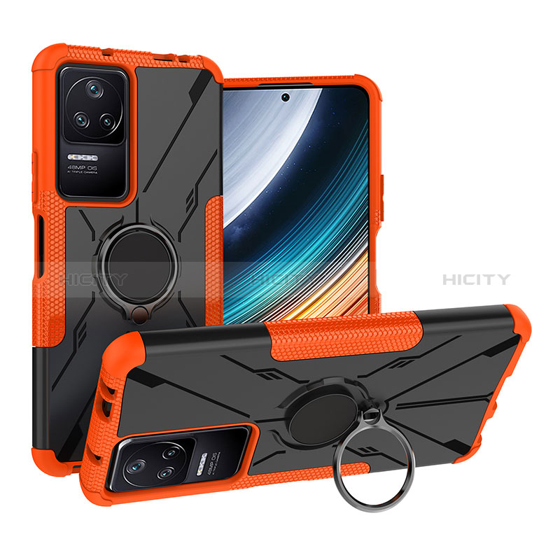 Coque Contour Silicone et Plastique Housse Etui Mat avec Magnetique Support Bague Anneau JX1 pour Xiaomi Poco F4 5G Plus