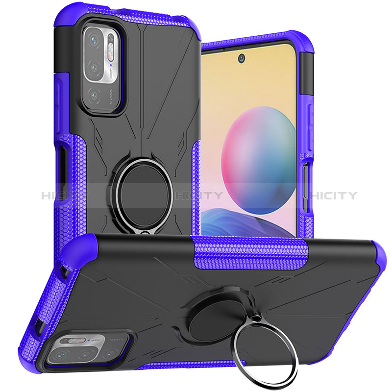 Coque Contour Silicone et Plastique Housse Etui Mat avec Magnetique Support Bague Anneau JX1 pour Xiaomi POCO M3 Pro 5G Plus