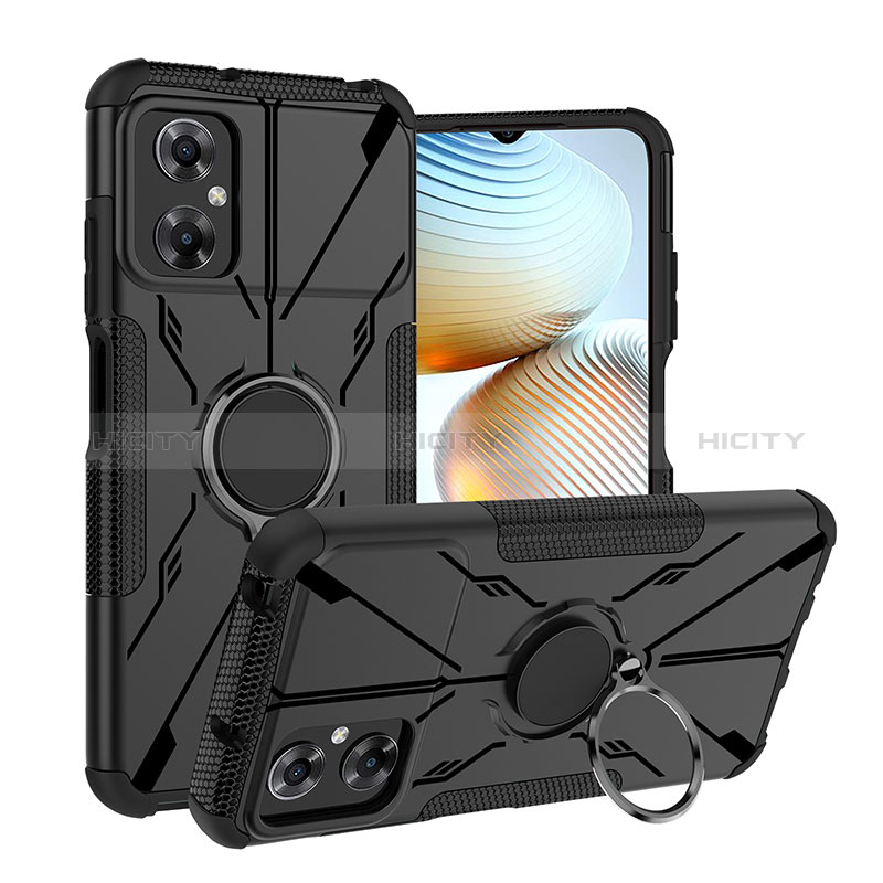 Coque Contour Silicone et Plastique Housse Etui Mat avec Magnetique Support Bague Anneau JX1 pour Xiaomi Poco M4 5G Noir Plus