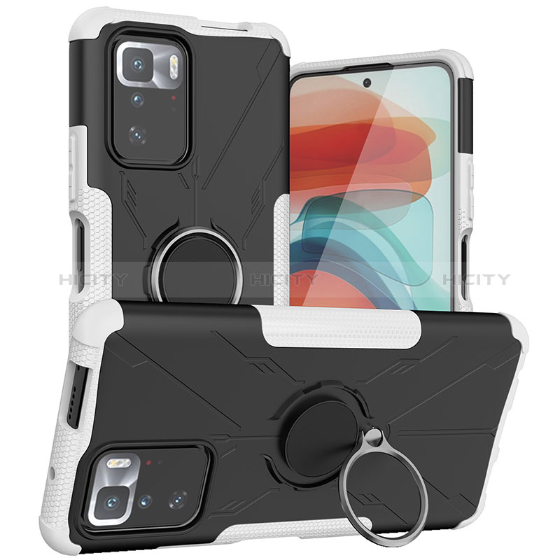 Coque Contour Silicone et Plastique Housse Etui Mat avec Magnetique Support Bague Anneau JX1 pour Xiaomi Poco X3 GT 5G Argent Plus