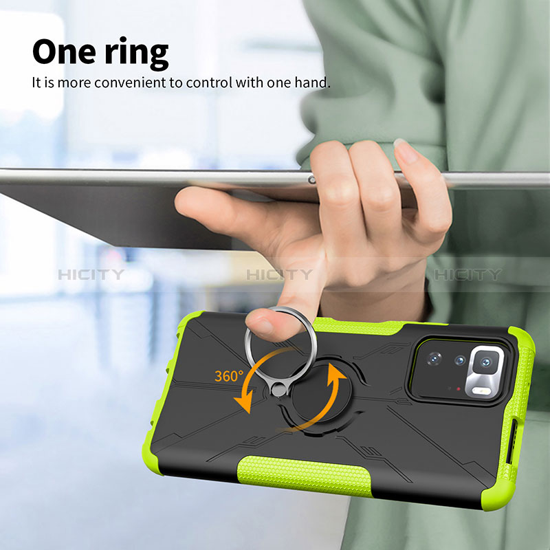 Coque Contour Silicone et Plastique Housse Etui Mat avec Magnetique Support Bague Anneau JX1 pour Xiaomi Poco X3 GT 5G Plus