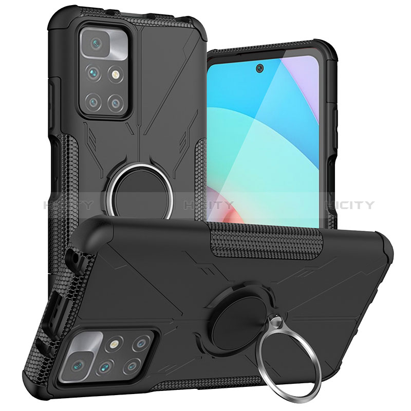 Coque Contour Silicone et Plastique Housse Etui Mat avec Magnetique Support Bague Anneau JX1 pour Xiaomi Redmi 10 (2022) Plus