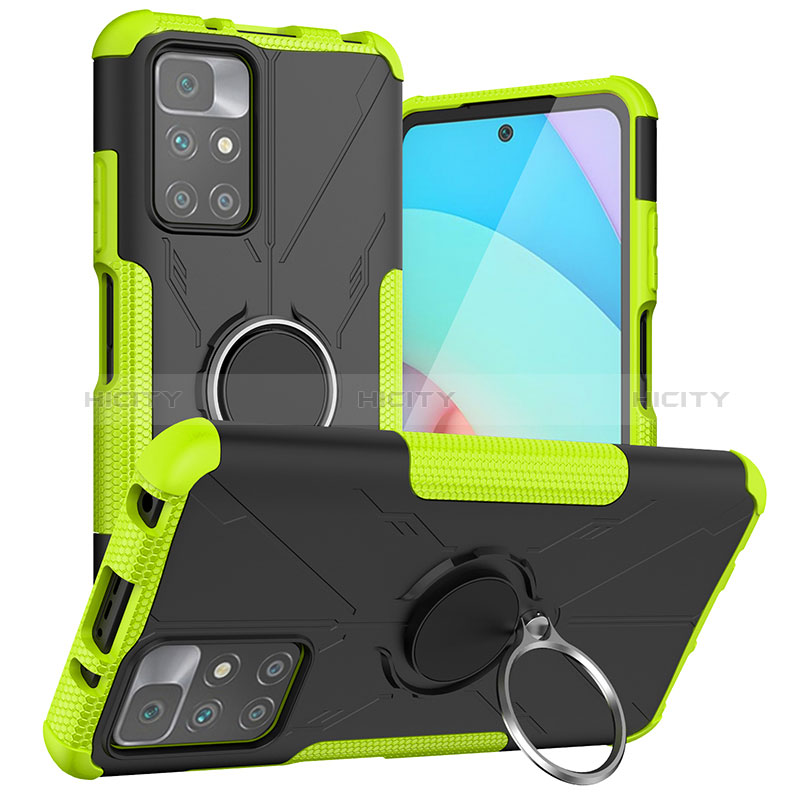 Coque Contour Silicone et Plastique Housse Etui Mat avec Magnetique Support Bague Anneau JX1 pour Xiaomi Redmi 10 (2022) Plus