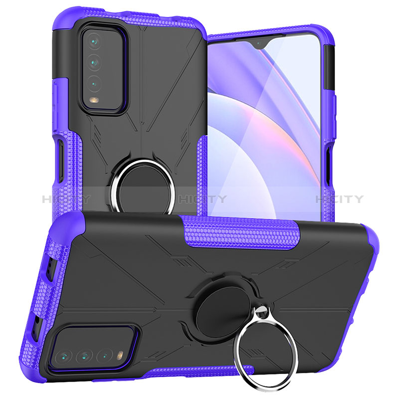 Coque Contour Silicone et Plastique Housse Etui Mat avec Magnetique Support Bague Anneau JX1 pour Xiaomi Redmi 9 Power Plus