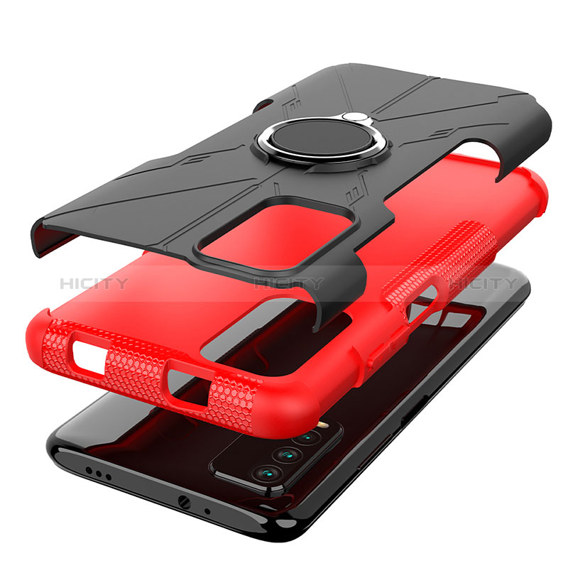 Coque Contour Silicone et Plastique Housse Etui Mat avec Magnetique Support Bague Anneau JX1 pour Xiaomi Redmi 9T 4G Plus