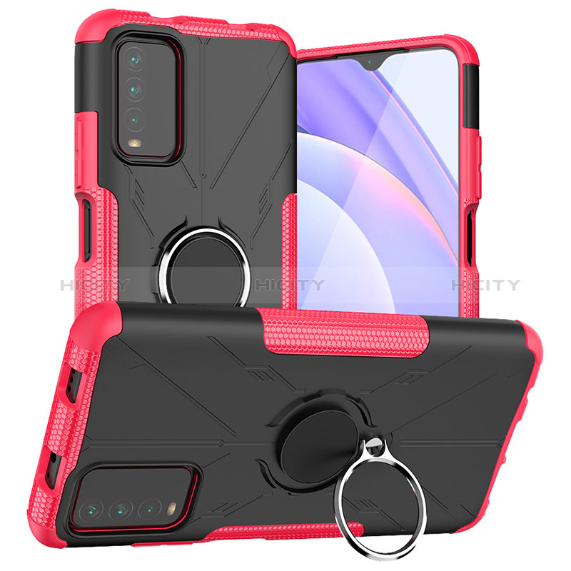 Coque Contour Silicone et Plastique Housse Etui Mat avec Magnetique Support Bague Anneau JX1 pour Xiaomi Redmi 9T 4G Plus