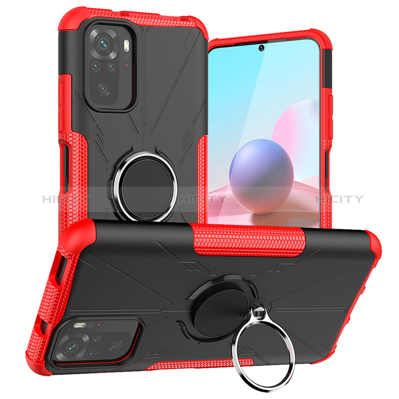 Coque Contour Silicone et Plastique Housse Etui Mat avec Magnetique Support Bague Anneau JX1 pour Xiaomi Redmi Note 10 4G Plus