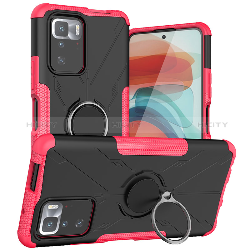 Coque Contour Silicone et Plastique Housse Etui Mat avec Magnetique Support Bague Anneau JX1 pour Xiaomi Redmi Note 10 Pro 5G Plus