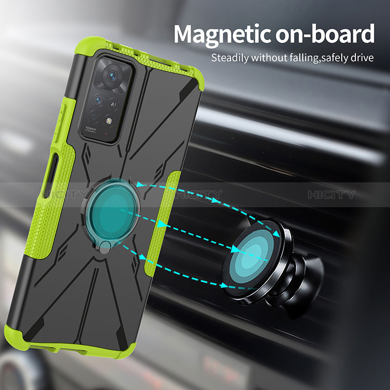 Coque Contour Silicone et Plastique Housse Etui Mat avec Magnetique Support Bague Anneau JX1 pour Xiaomi Redmi Note 11 Pro 4G Plus