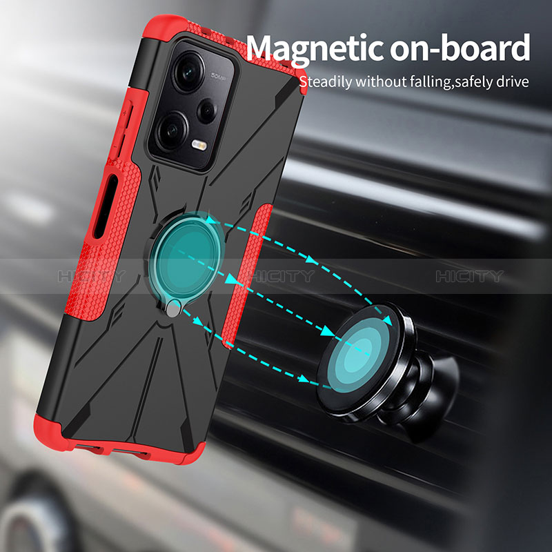 Coque Contour Silicone et Plastique Housse Etui Mat avec Magnetique Support Bague Anneau JX1 pour Xiaomi Redmi Note 12 Pro 5G Plus