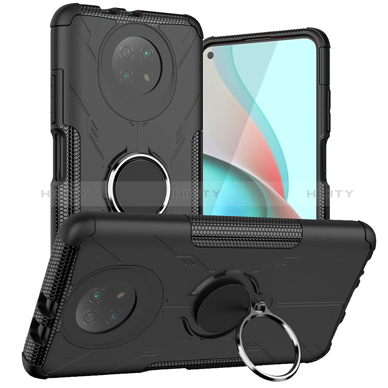 Coque Contour Silicone et Plastique Housse Etui Mat avec Magnetique Support Bague Anneau JX1 pour Xiaomi Redmi Note 9 5G Noir Plus