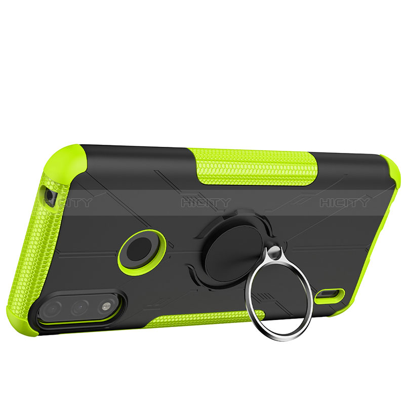 Coque Contour Silicone et Plastique Housse Etui Mat avec Magnetique Support Bague Anneau JX2 pour Motorola Moto E7 Power Plus