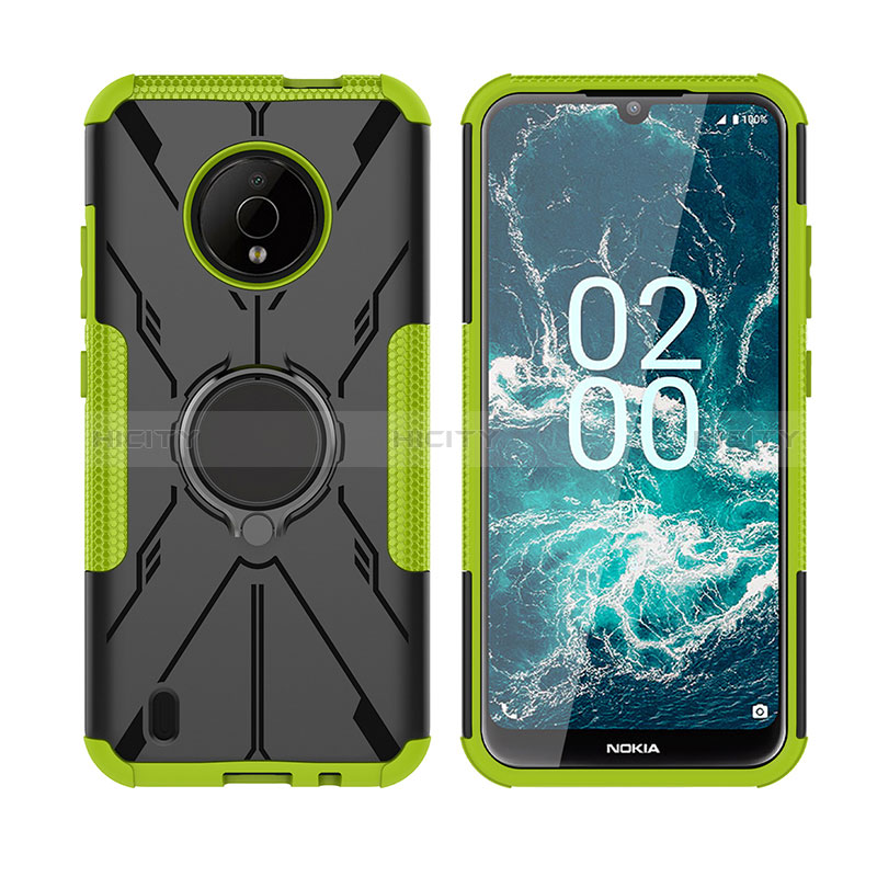 Coque Contour Silicone et Plastique Housse Etui Mat avec Magnetique Support Bague Anneau JX2 pour Nokia C200 Plus