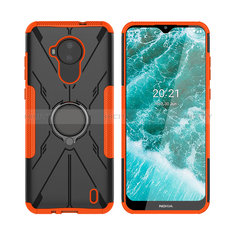 Coque Contour Silicone et Plastique Housse Etui Mat avec Magnetique Support Bague Anneau JX2 pour Nokia C30 Orange Plus