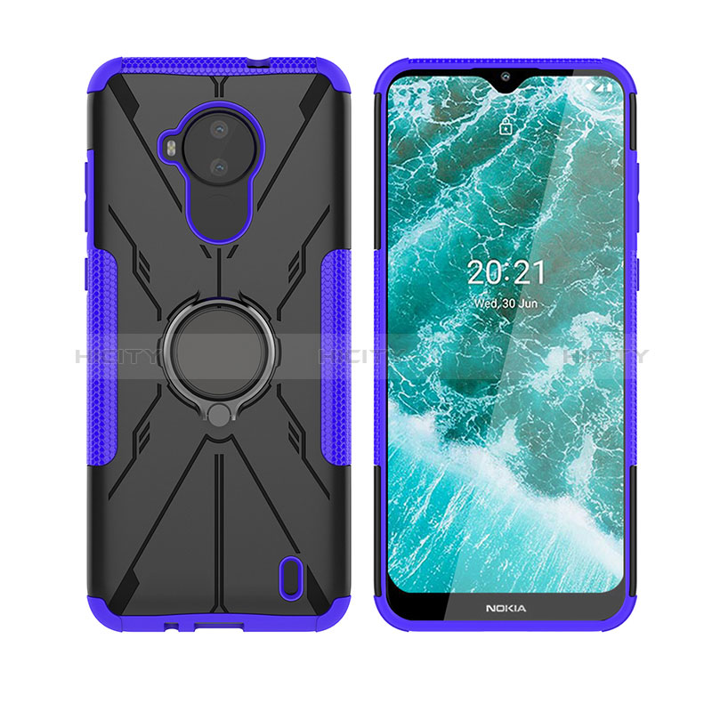 Coque Contour Silicone et Plastique Housse Etui Mat avec Magnetique Support Bague Anneau JX2 pour Nokia C30 Plus