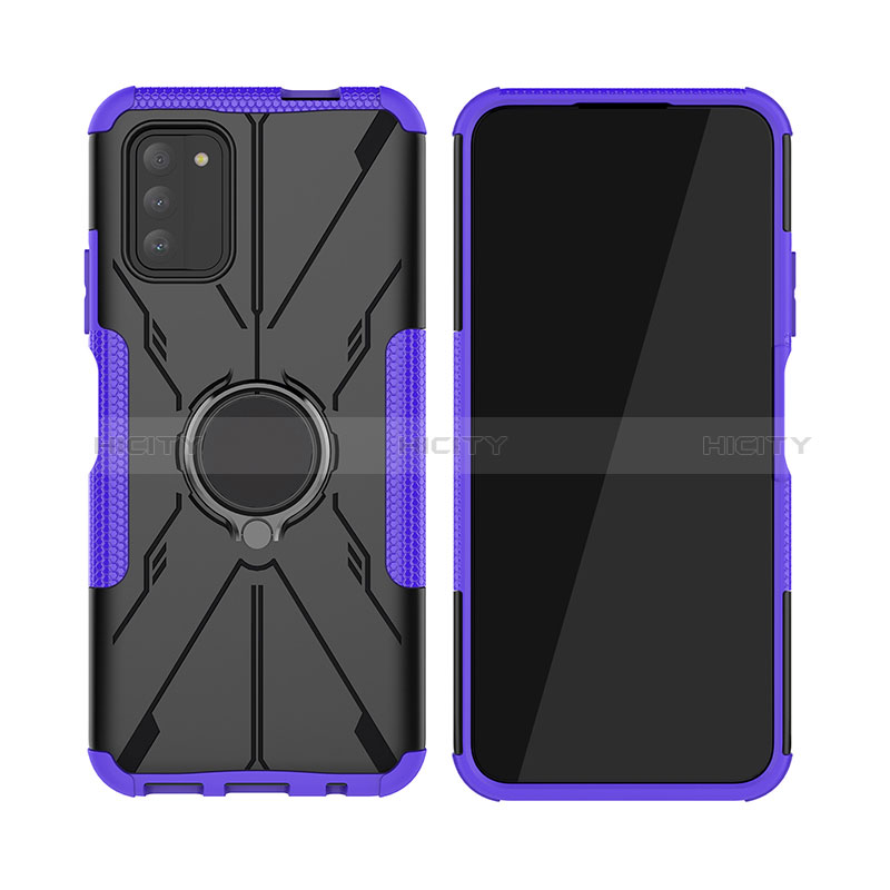 Coque Contour Silicone et Plastique Housse Etui Mat avec Magnetique Support Bague Anneau JX2 pour Nokia G100 Violet Plus