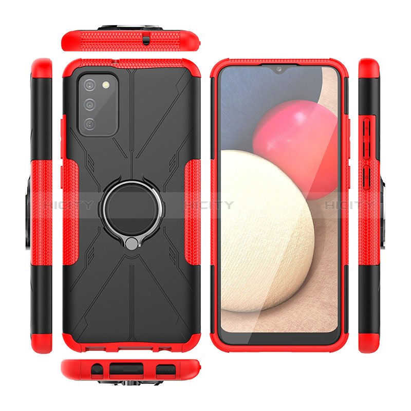 Coque Contour Silicone et Plastique Housse Etui Mat avec Magnetique Support Bague Anneau JX2 pour Samsung Galaxy A02s Plus