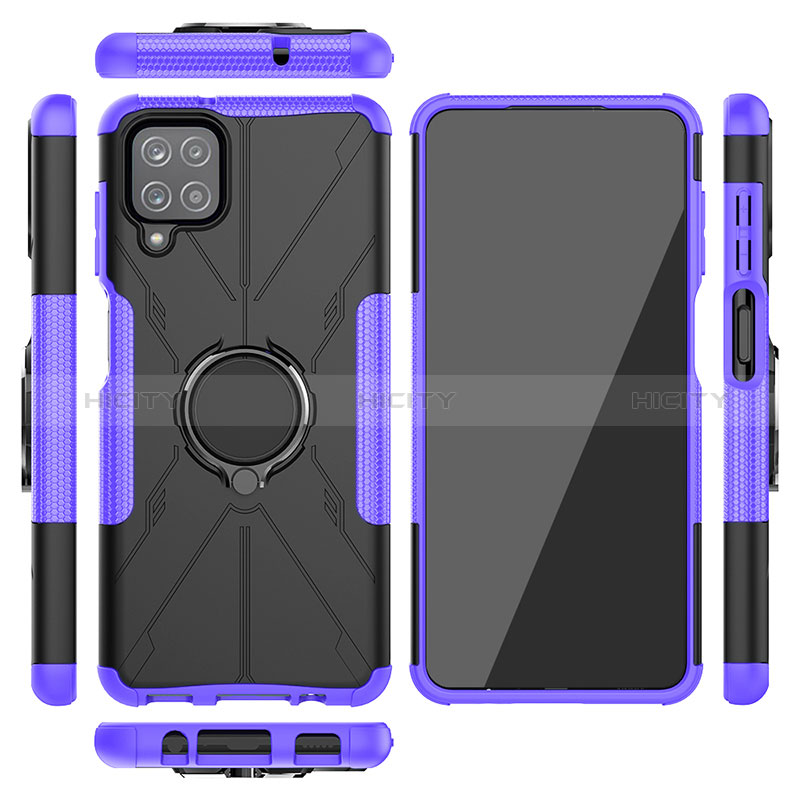 Coque Contour Silicone et Plastique Housse Etui Mat avec Magnetique Support Bague Anneau JX2 pour Samsung Galaxy A12 5G Plus