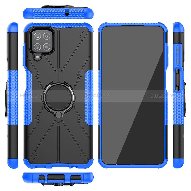 Coque Contour Silicone et Plastique Housse Etui Mat avec Magnetique Support Bague Anneau JX2 pour Samsung Galaxy A12 Nacho Plus