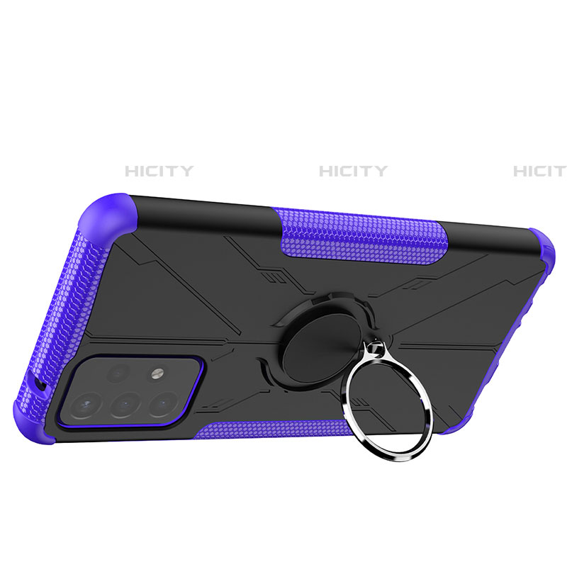 Coque Contour Silicone et Plastique Housse Etui Mat avec Magnetique Support Bague Anneau JX2 pour Samsung Galaxy A72 4G Violet Plus