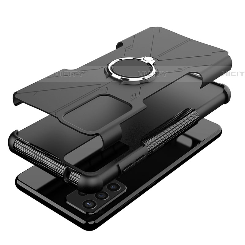 Coque Contour Silicone et Plastique Housse Etui Mat avec Magnetique Support Bague Anneau JX2 pour Samsung Galaxy A72 5G Plus