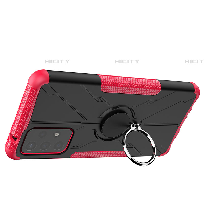 Coque Contour Silicone et Plastique Housse Etui Mat avec Magnetique Support Bague Anneau JX2 pour Samsung Galaxy A72 5G Rose Rouge Plus