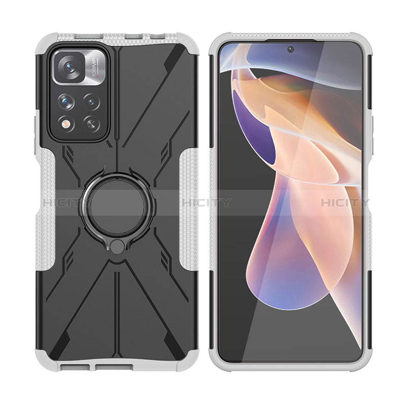 Coque Contour Silicone et Plastique Housse Etui Mat avec Magnetique Support Bague Anneau JX2 pour Xiaomi Mi 11i 5G (2022) Plus