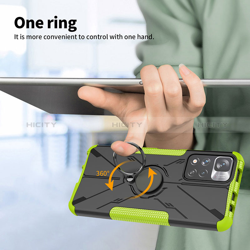 Coque Contour Silicone et Plastique Housse Etui Mat avec Magnetique Support Bague Anneau JX2 pour Xiaomi Poco X4 NFC Plus