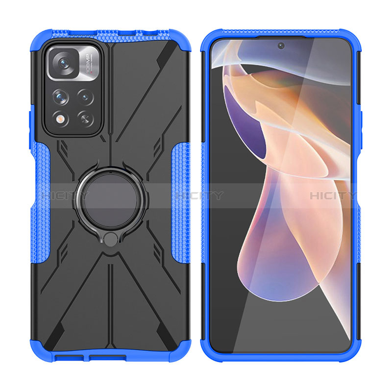 Coque Contour Silicone et Plastique Housse Etui Mat avec Magnetique Support Bague Anneau JX2 pour Xiaomi Poco X4 NFC Plus